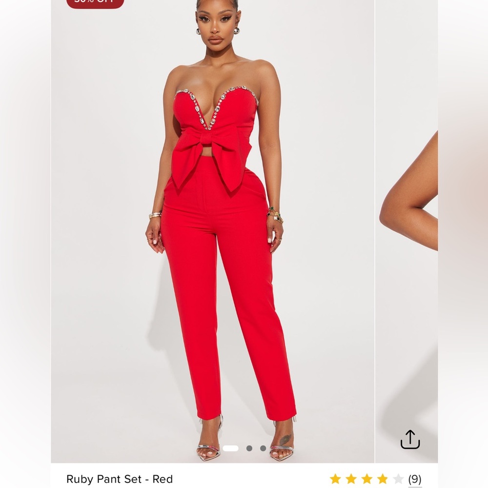 Fashion Nova ruby pant set with Bow Detail